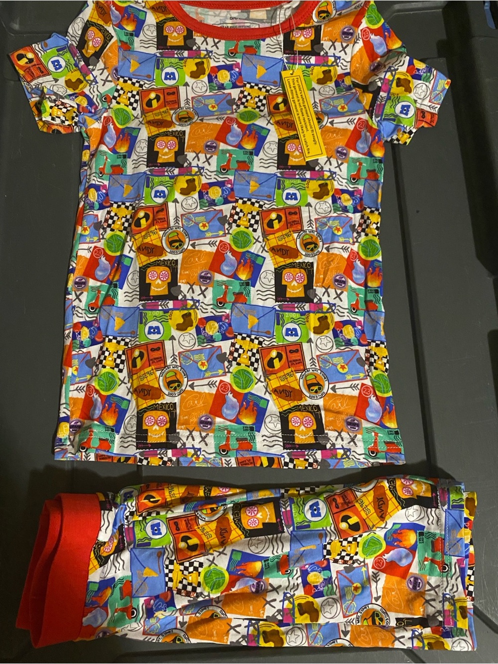 5/6 bamboo Pixar Stamp print bamboo pj short set NWT